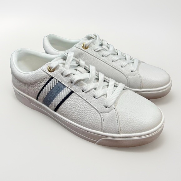 Ted Baker "Bailey Icon" Classic Leather Tennis Shoe White Blue Women's Size 7.5 - Picture 5 of 11